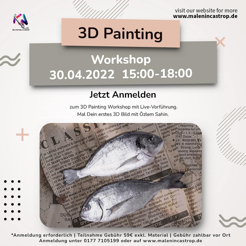 3D Painting Workshop am 30.04.22 ab 15:00 Uhr